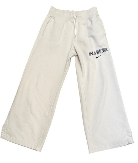 Nike Pants - Nike Sportswear Phoenix Fleece Wide Leg Sweatpants Cream Embroidered Logo Med